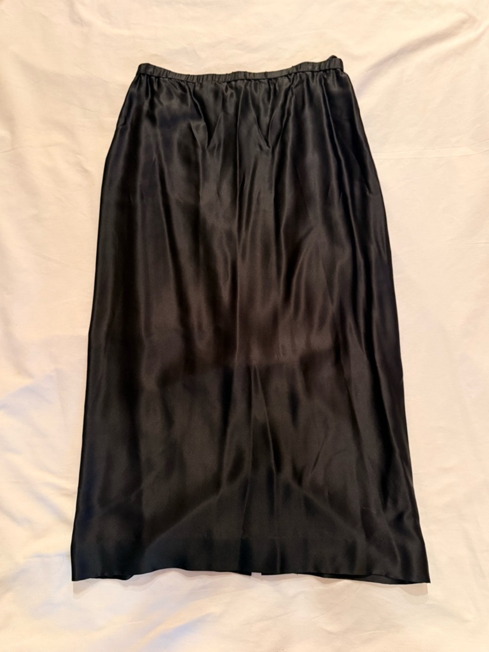 Vintage Sho Max Originals Black Satin Midi Skirt